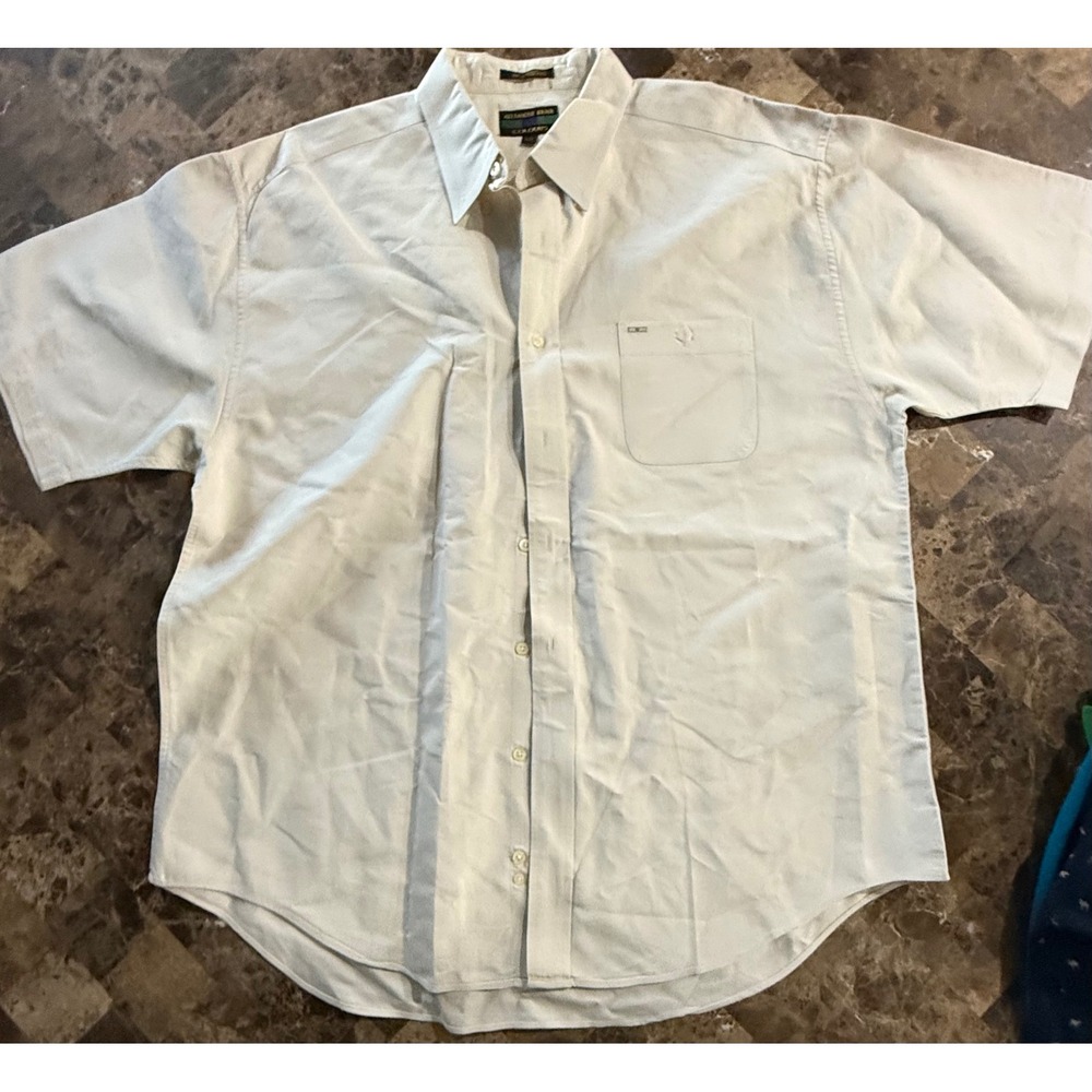 Alexander Julian Colours Mens XXL Short Sleeve Button Down Shirt Beige Cotton